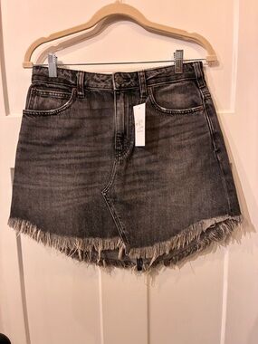 We The Free Black Washed Denim Jean Skirt